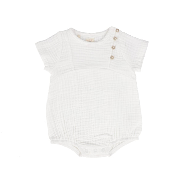 Lil Legs White Gauze Boy Romper