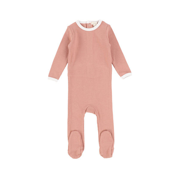 Lil Legs Peach/White Contrast Edge Footie