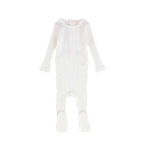 Lil Legs Winter White Wide Ribbed footie