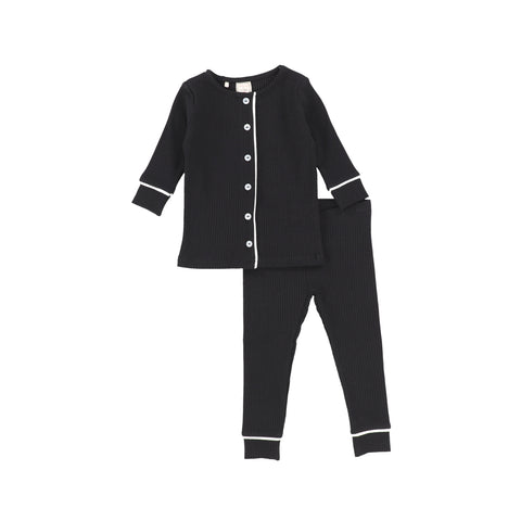 Lil Legs Black Long Sleeve Button Front Pjs