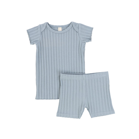 Lil Legs Summer Blue Short Sleeve Baby Set