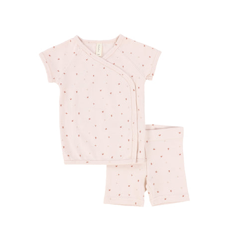 Lil Legs Pink In Full Bloom Short Sleeve Lounge Set