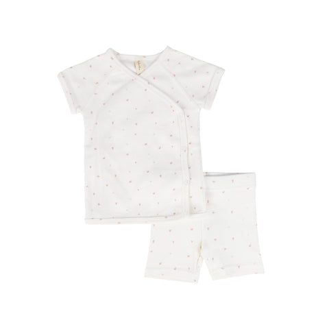 Lil Legs White In Full Bloom Short Sleeve Lounge Set