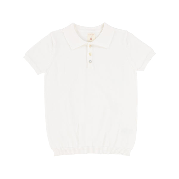 Lil Legs White Knit Polo