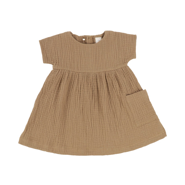 Lil Legs Caramel Gauze Short Sleeve Dress