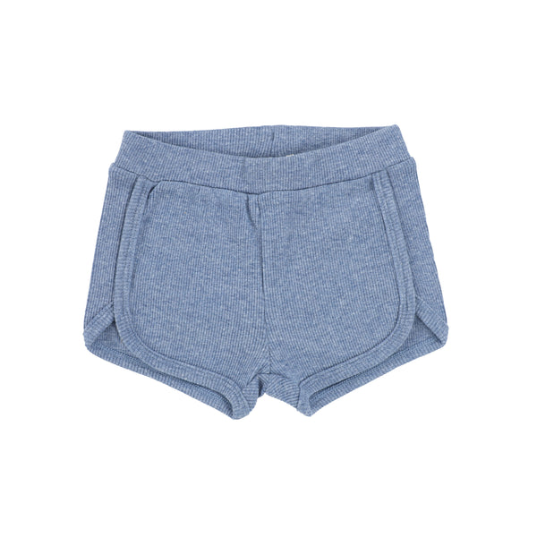 Lil Legs Denim Heather Ribbed Track Shorts