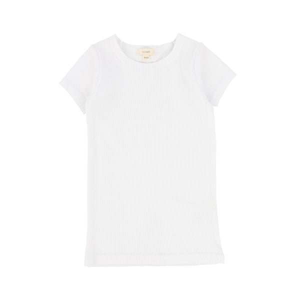 Lil Legs Pure White Ribbed Short Sleeve Tee