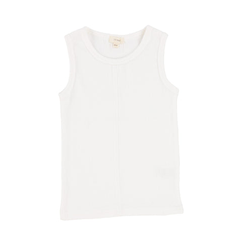 Lil Legs Pure White Ribbed Stitch Tank