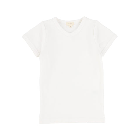 Lil Legs Pure White Ribbed V-Tee