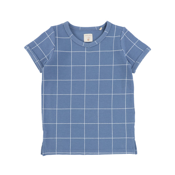 Lil Legs Marine/White Windowpane V-Tee