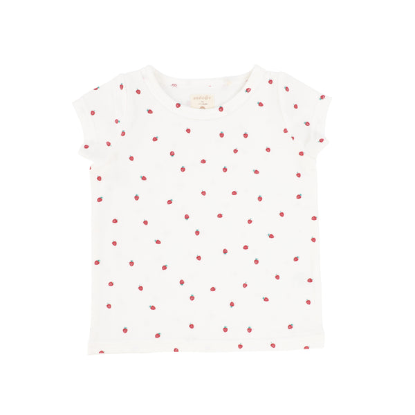 Lil Legs White Strawberry Short Sleeve T-shirt