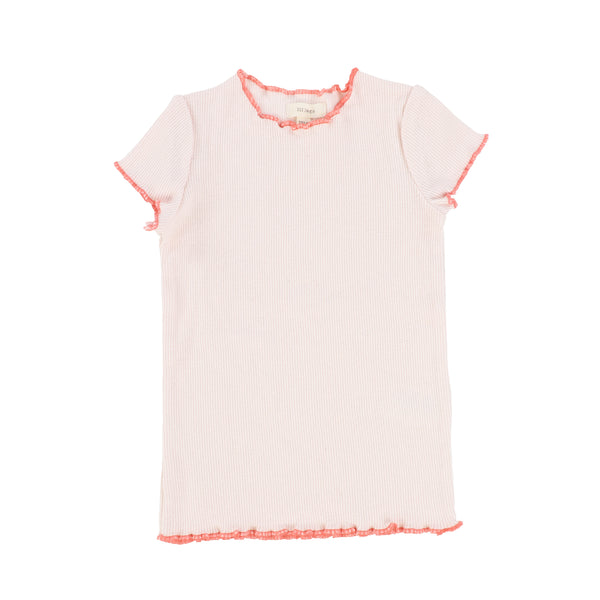 Lil Legs Pale Pink/Coral Short Sleeve Contrast Edge Tee