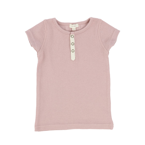 Lil Legs Petal Pink Short Sleeve Ribbed Tab Tee