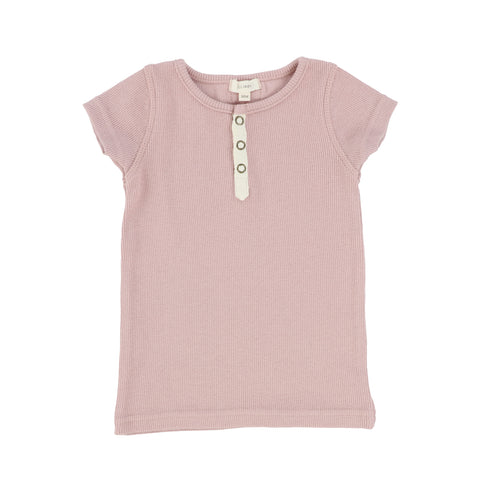 Lil Legs Petal Pink Short Sleeve Ribbed Tab Tee