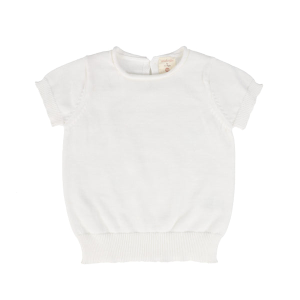 Lil Legs White Short Sleeve Knit Sweater