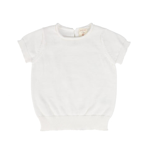 Lil Legs White Short Sleeve Knit Sweater