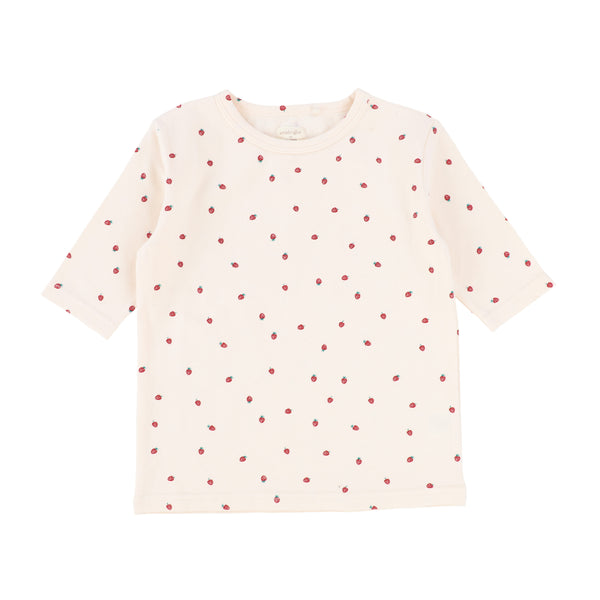 Lil Legs Pink Strawberry Three Quarter Sleeve T-shirt