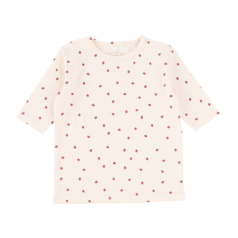 Lil Legs Pink Strawberry Three Quarter Sleeve T-shirt