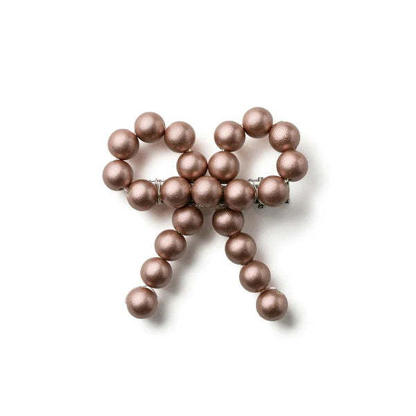 Halo Luxe Rose Gold Lea Pearl Beaded Bow Clip