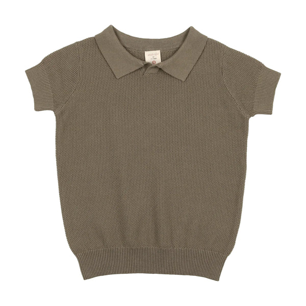 Lil Legs Dark Green Knit Short Sleeve Polo