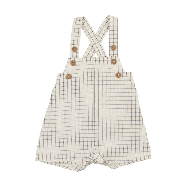 Lil Legs Blue Check Linen Overalls