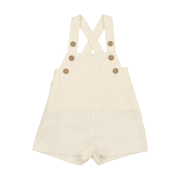 Lil Legs Cream Linen Overalls