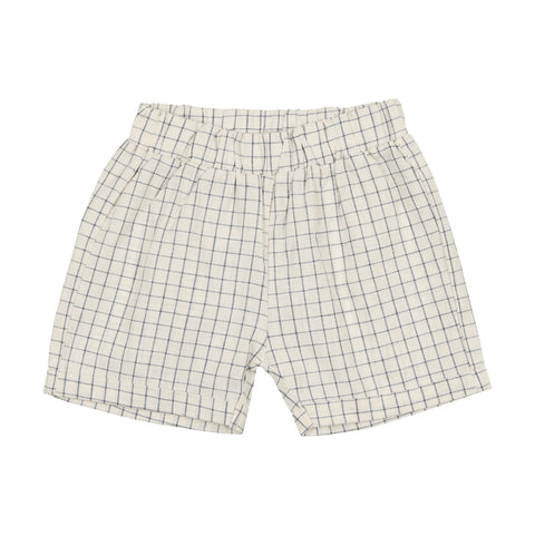 Lil Legs Blue Check Linen Pull On Shorts