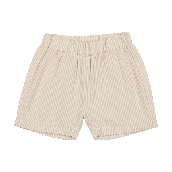 Lil Legs Oat Stripe Linen Pull On Shorts