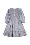 Mipounet Blue Smocked Popelin Flowers Dress