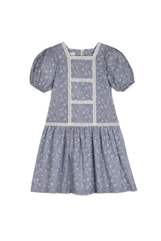 Mipounet Blue Voile Lace Detail Dress