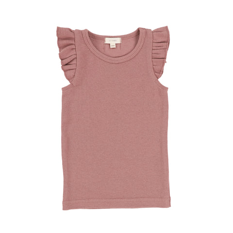 Lil Legs Mauve Ribbed Flutter Tank