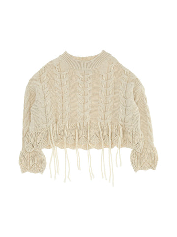 Dixie  Ivory Cable Ties Knit Top