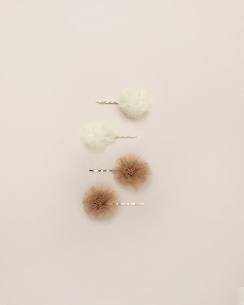 Noralee Apricot & Champagne Pom Pom Hair Pins