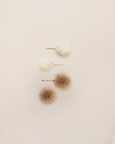 Noralee Apricot & Champagne Pom Pom Hair Pins