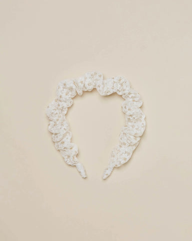 Noralee Ivory Embroidered Floral Gathered Headband