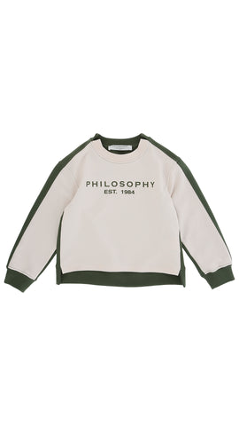 Philosophy Pink & Green Colorblock Logo Sweatshirt