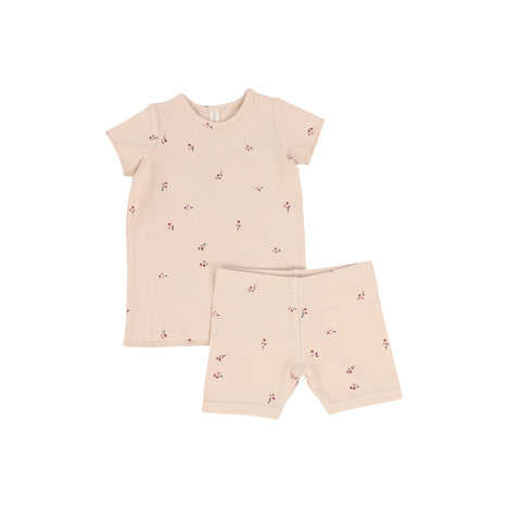 Lil Legs Pale Pink/Mauve Short Sleeve Lounge Set