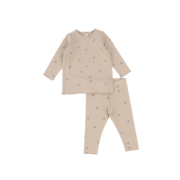 Lil Legs Pale Taupe/Pewter Poppy Long Sleeve Lounge Set