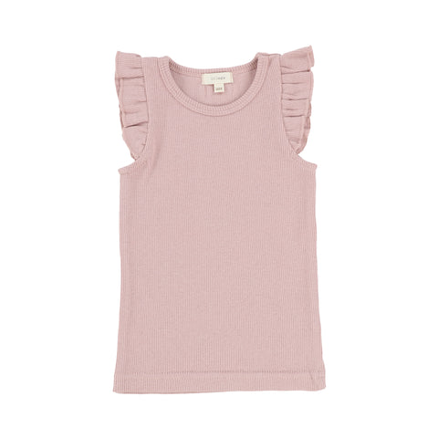 Lil Legs Petal Pink Ribbed Flutter Tank