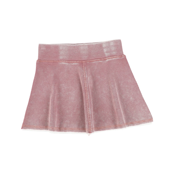 Lil Legs Pink Denim Wash Ribbed Skirt