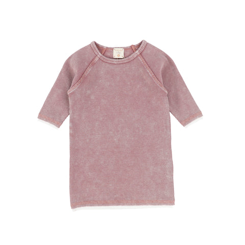 Lil Legs Pink Denim Wash Rib 3/4 Sleeve T-Shirt