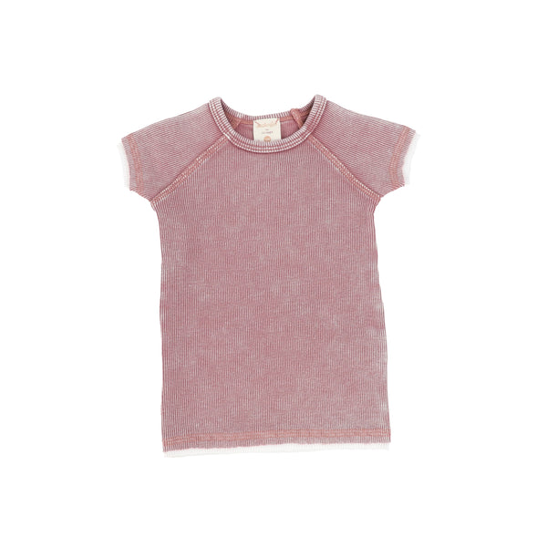 Lil Legs Pink Denim Wash Rib Short Sleeve T-Shirt