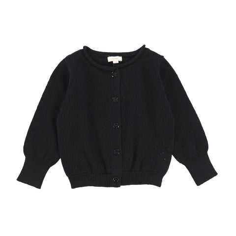 Lil Legs Black Pointelle Cardigan