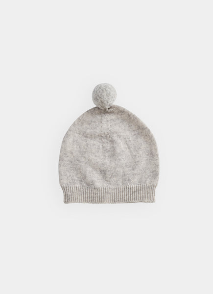 Belle Enfant Silver Grey Marl Pompom Hat