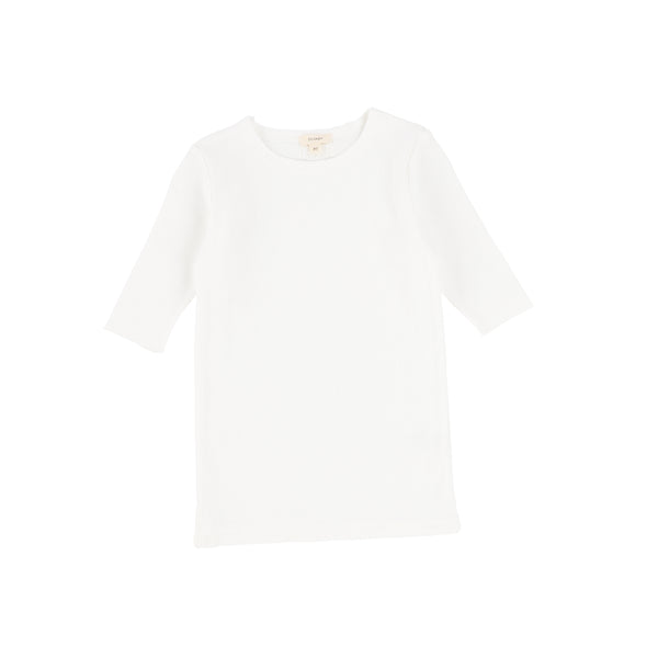 Lil Legs Pure White Rib 3/4 Sleeve T-Shirt