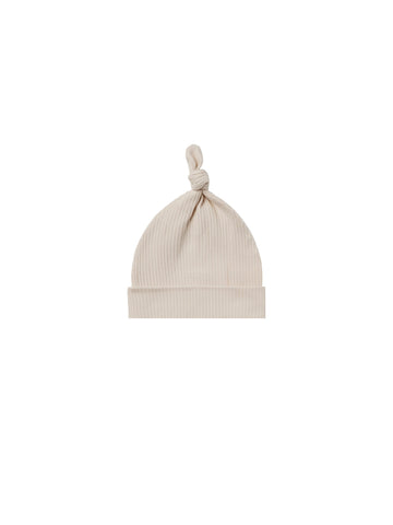 Quincy Mae Natural Ribbed Knotted Baby Hat