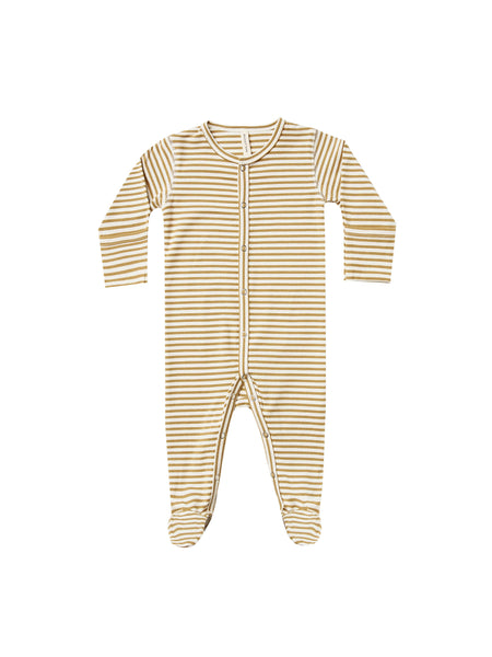 Quincy Mae Gold Stripe Full Snap Footie