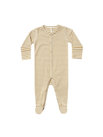 Quincy Mae Gold Stripe Full Snap Footie
