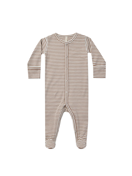 Quincy Mae Cocoa Stripe Full Snap Footie
