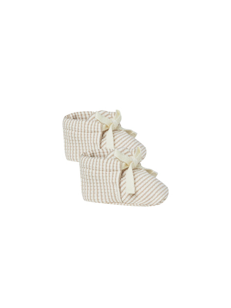 Quincy Mae Ash Stripe Ribbed Baby Booties